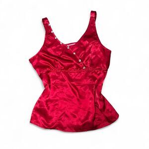 Vintage Red Satin Sequin Top